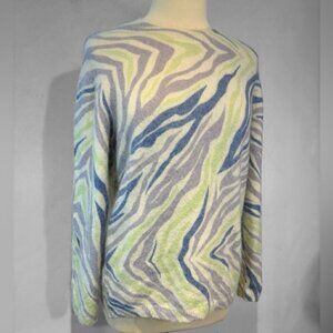 Betta patterned zebra style mohair/alpaca crew neck sweater size 1X